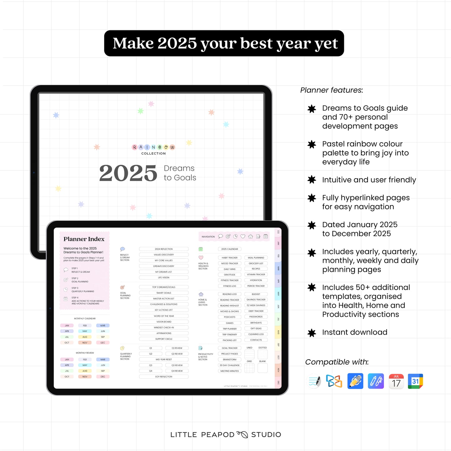 Dreams to Goals 2025 Digital Planner