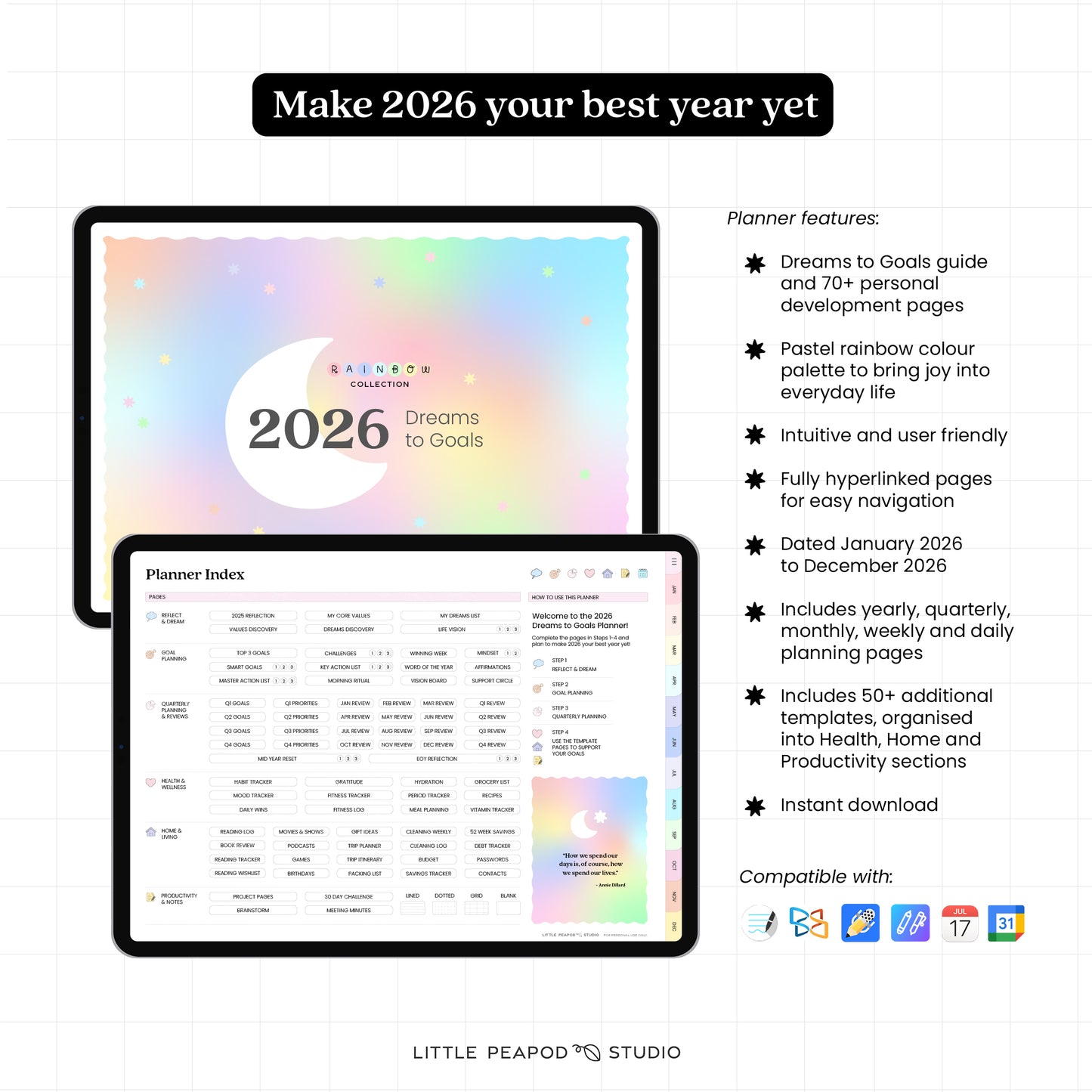 Dreams to Goals 2026 Digital Planner